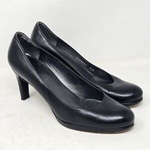STUART WEITZMAN Black Leather Blog‎ Platform Heels Made in Spain Size 7.5